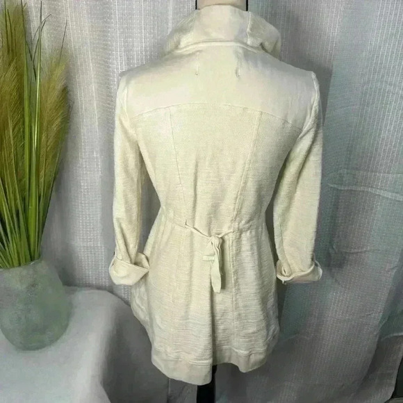 Anthropologie Saturday Sunday Quinn Jacket Full-Zip Tie Back Cream Size S - Picture 7 of 13